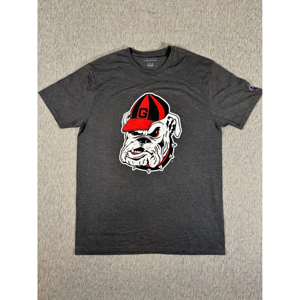 Champion Georgia Bulldogs Uga Mascot T-Shirt Mens Large Gray Heather NCAA Tee